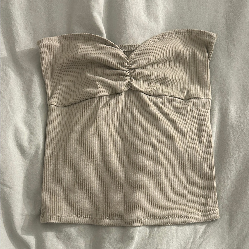 BDG Beige Strapless Crop Top
